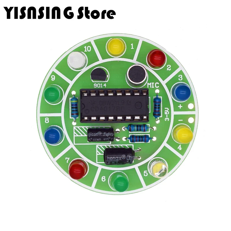 CD4017 Colorful Voice Control Rotating LED Light Kit Electronic Manufacturing DIY Kit Spare Parts Student Laboratory