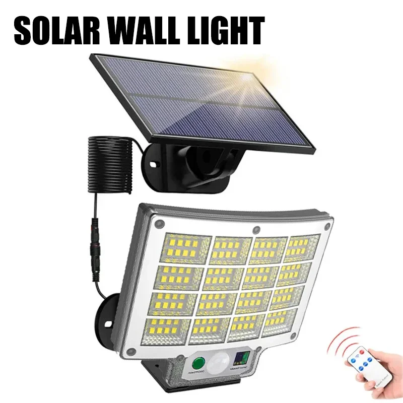 192LED Solar Street Lights Outdoor Wireless Solar Security Wall Lamp Motion Sensor Waterproof Emergency Street Garden Porch Lamp