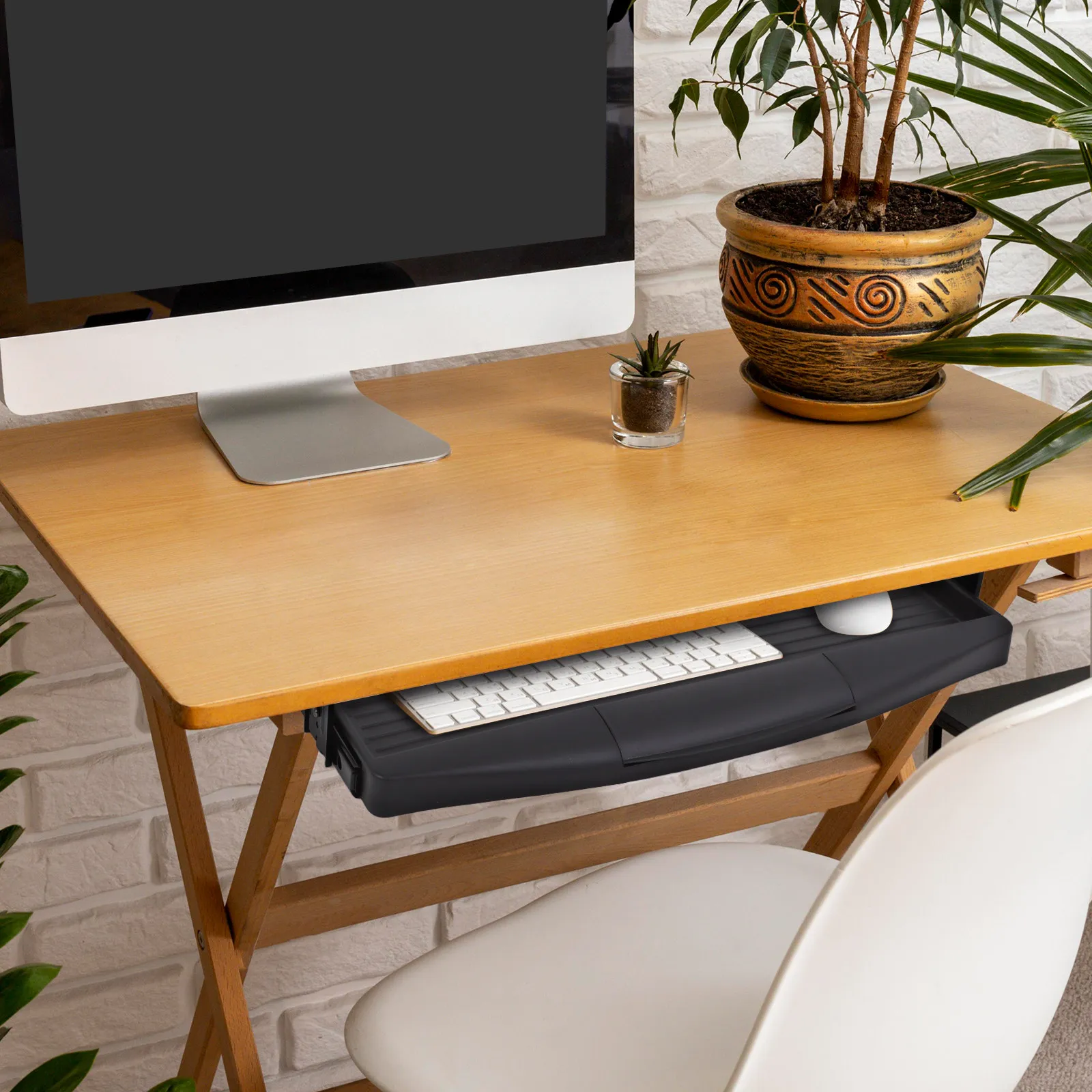 Office Keyboard Tray Aluminum PP Under Desk Keyboard Storage Slide Out Drawer Space Saving Drawer Type Tray Desk Organizer