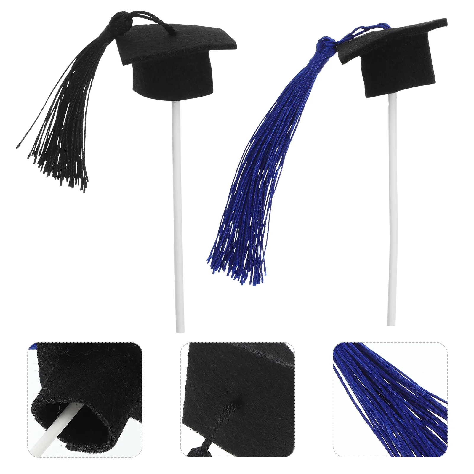 

10 Pcs Graduation Cap Cake Decorations 5 Black 5 Party Toppers Celebrate Class 2024 Graduation Cake Cupcake Picks Festive