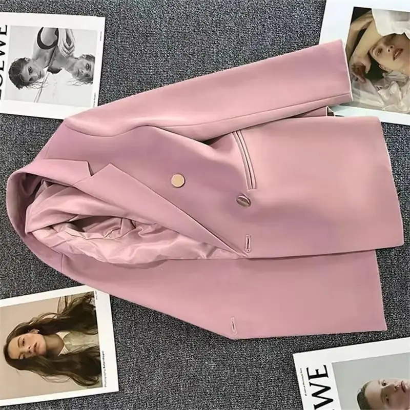 Blazer Vert Rose à Boutons Métalliques, Nouveau Style Britannique, Double Boutonnage, Printemps Automne, Vêtement d'extérieur Femme 3XL