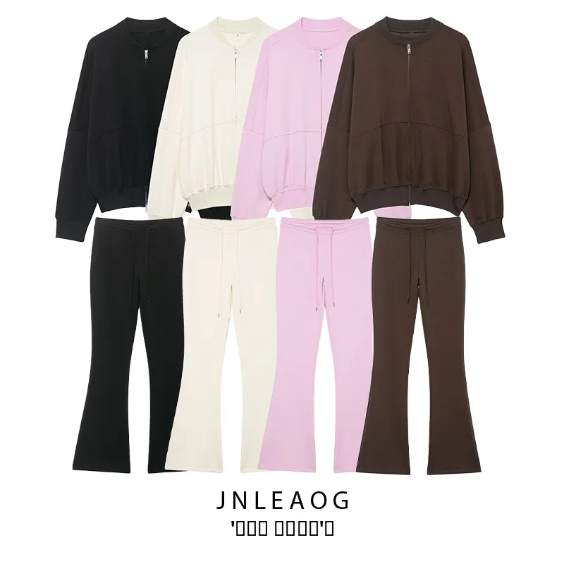 

JNLEAOG осенняя новая женская верхняя одежда из ткани с регулируемой высокой талией, двусторонние тканевые брюки-колокольчики, модный комплект