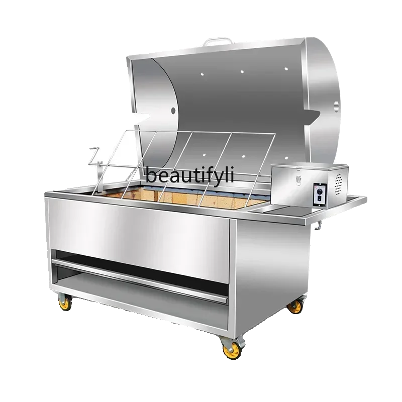 yj24 Коммерческая автоматическая вращающаяся стойка для измельчения ягненка, специальная печь для бездымного угля и газа
