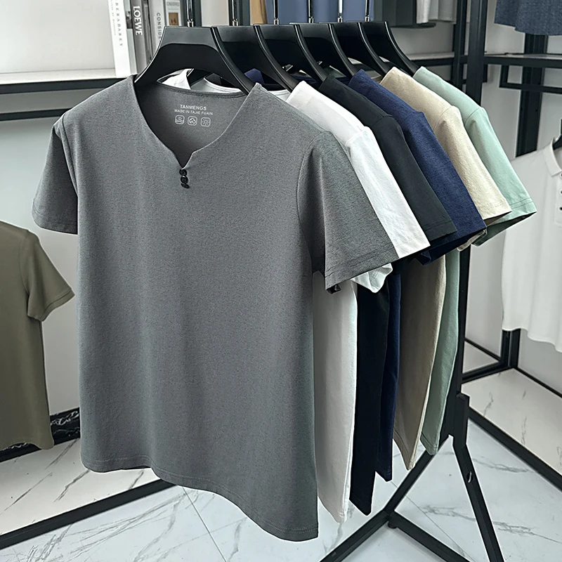 Summer Men's Heart-shaped Collar Short-Sleeve T-Shirt Polo Shirt