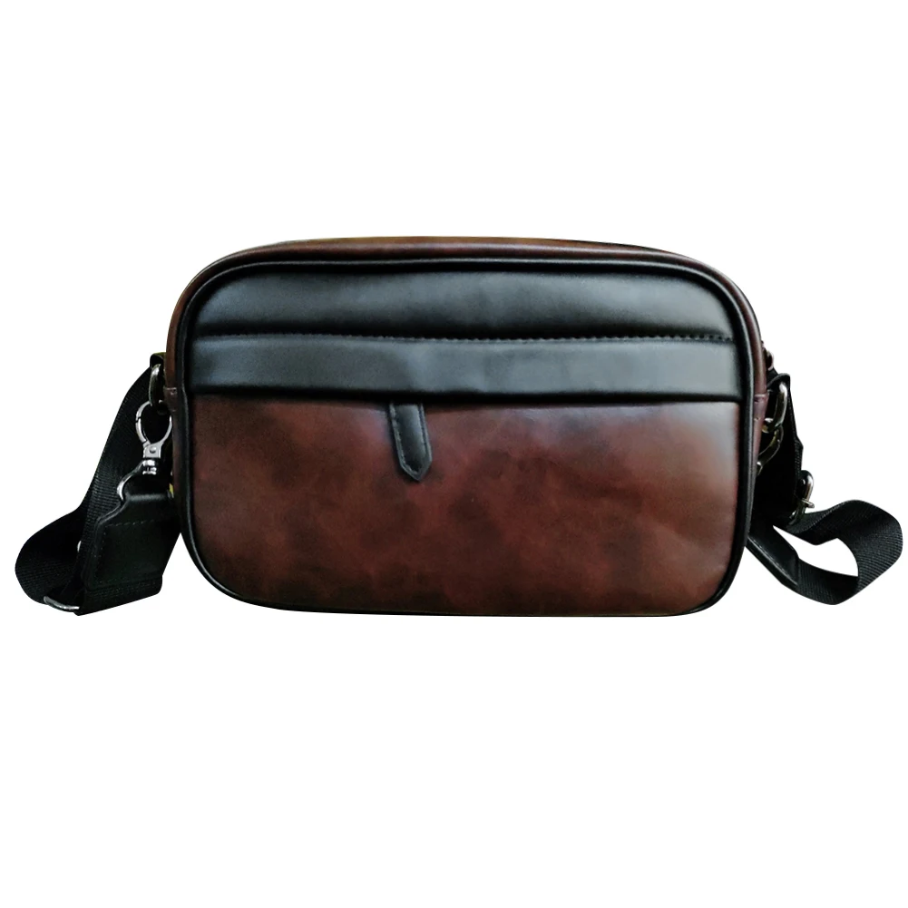 Casual Business Shoulder Bag for Men PU Leather Messenger Bag Wide Strap Crossbody Bags Classic Plaid Designer Male Sling Bags