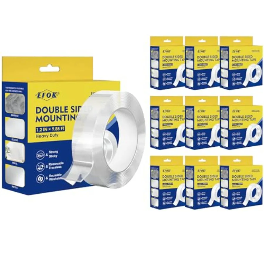 

0 Packs Double Sided Tape Heavy Duty, Nano Tape Mounting Tape Clear Multipurpose Strong Adhesive Tape for Home, Office, .2 in ×