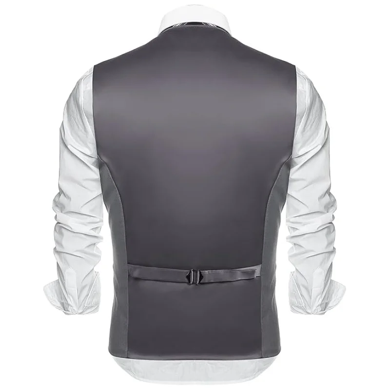 Gilet da uomo slim fit con scollo a V |   Gilet senza maniche a 5 bottoni per business/casual (design gilet classico) Resistente alle rughe