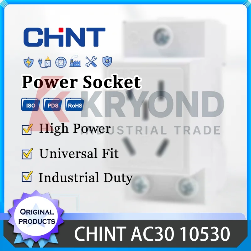 CHINT AC30 10530 DIN Rail Power Socket 5 Hole Universal Outlet 16A 250V Distribution Box Electric Panel Mount Control Cabinet