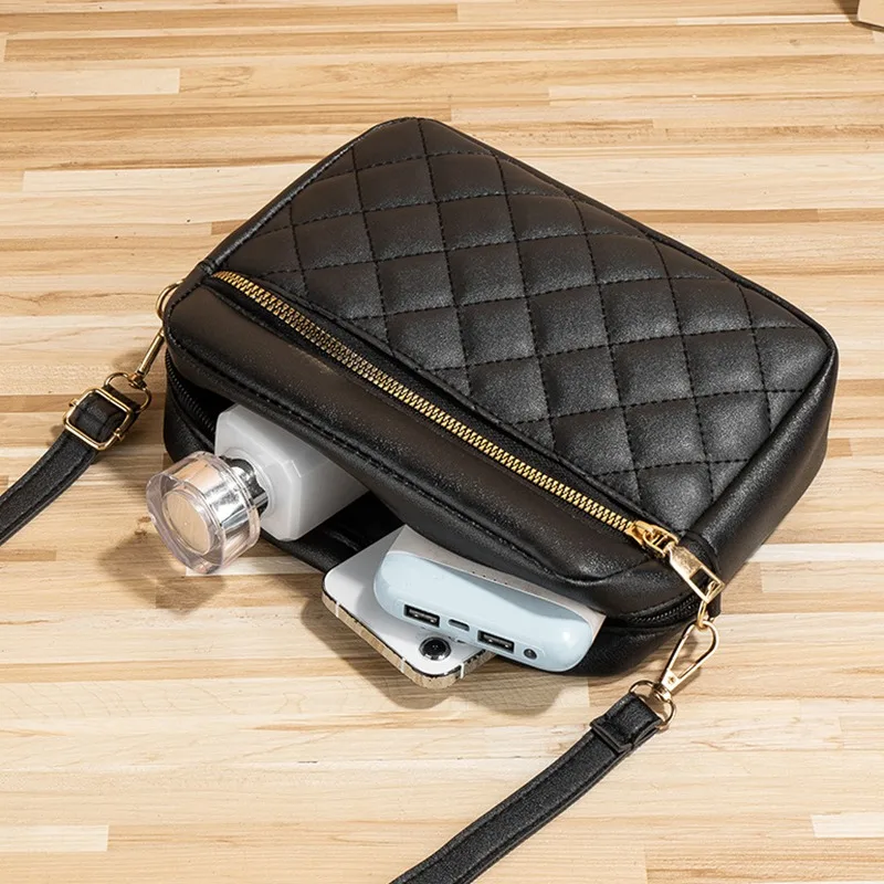 PU Leather Crossbody Bags Zipper New Fashion Shoulder Bag for Women Large Capacity Embroidery Thread Small Purse and Handbags