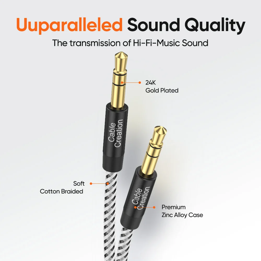 CableCreation 3.5 مللي متر AUX كابل Hifi ستيريو aduio جاك مساعد الحبل ل JBL سماعات سيارة المتكلم SoundBox شاومي الهاتف باد