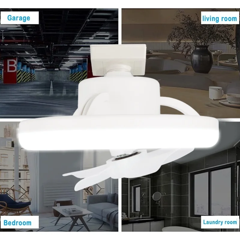 Ceiling Fan Light 360 Degree Rotate Dimmable E27 Adjustable LED Lamp 5 Blade 48W With Remote Control For Garage 85-265V