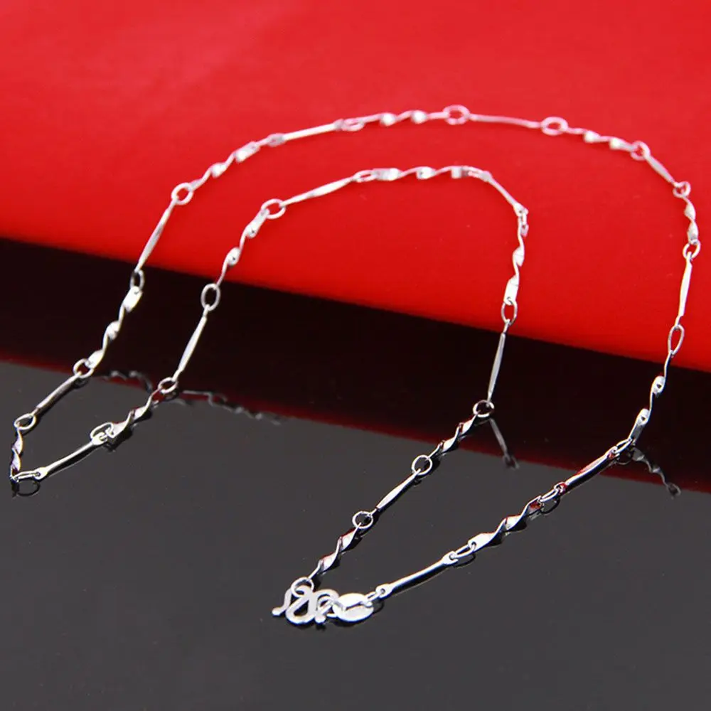 18 inch Jewelry Water Wave Pendant Simple Silver Multi-style  Chains for Men Women