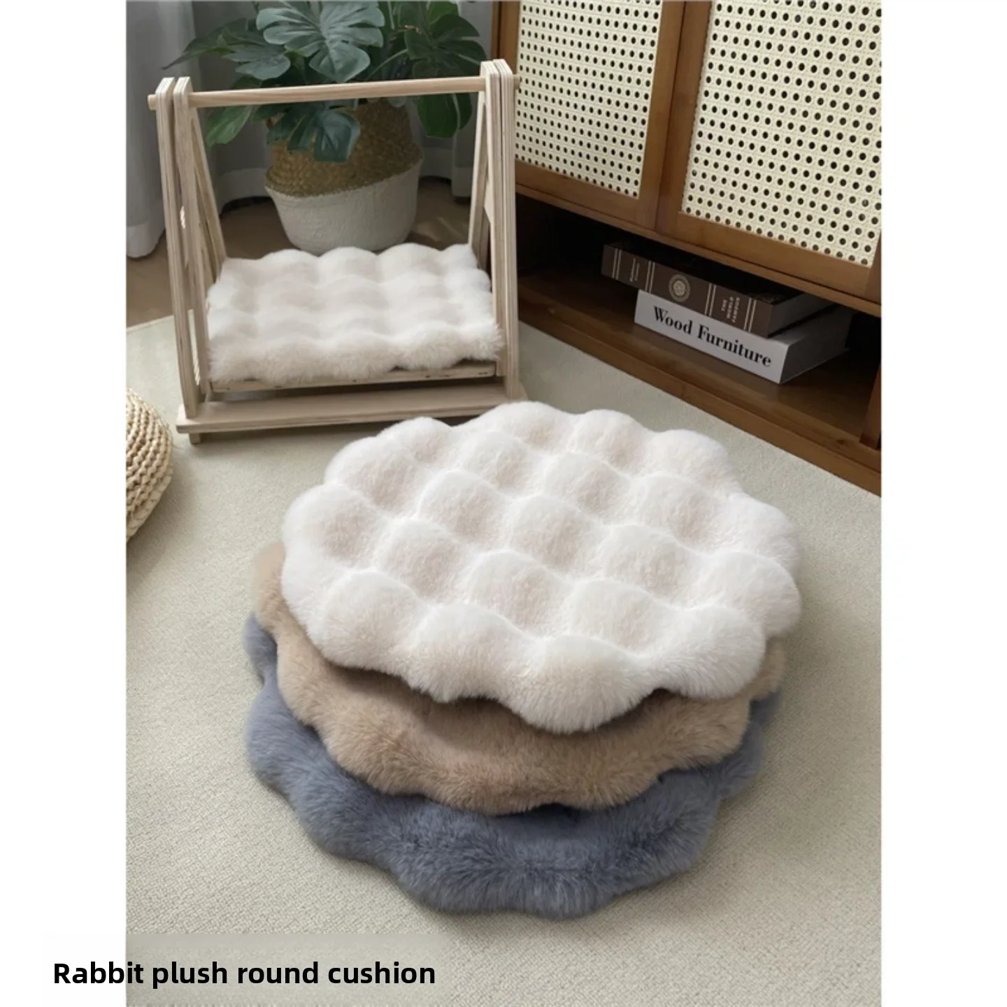 

Warm Rabbit Fur round Pet Bed Mat Nest Cushion Dog Bed with Blanket Autumn Winter Pet Supplies Home Decorative Pillow