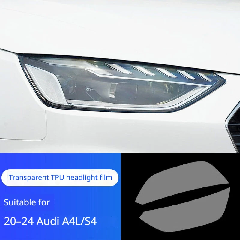 For AUDI A4 S4 2020-2026 Smoke Black Transparent Car Headlight Protective Film TPU Pre-cut Anti-Scratch Custom Fit