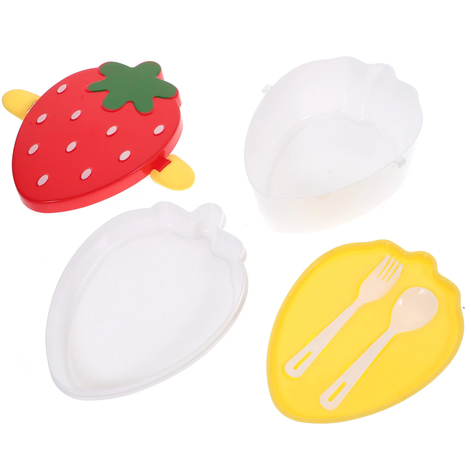 

Leakproof Strawberry Shape Lunch Box Plastic Double-layer Portable Food Carrier Insulation Bento Container ( Color)