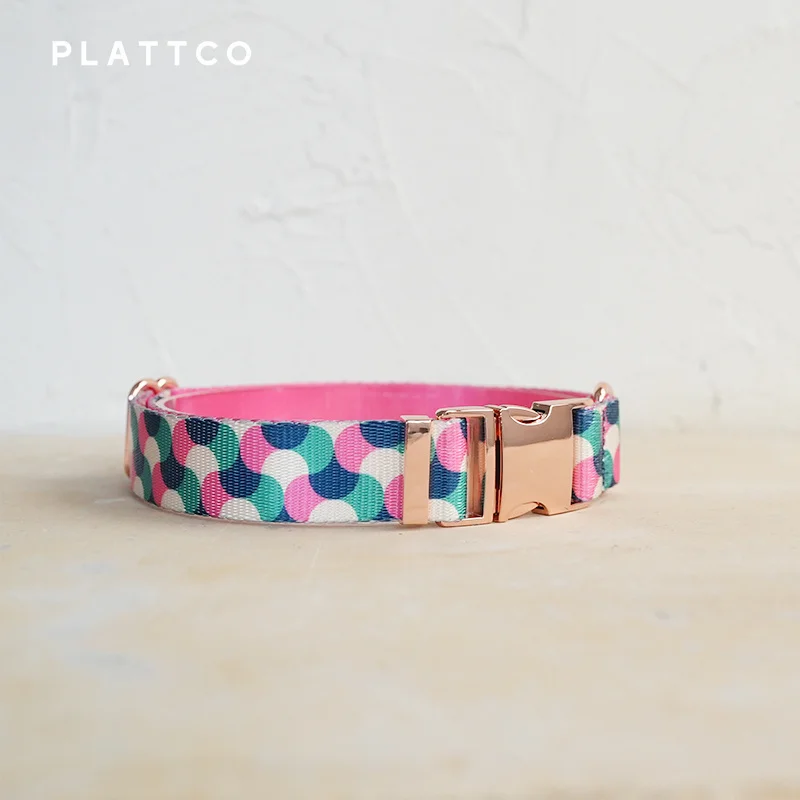 PLATTCO unique design dog collar print GUMMY WORMS pattern with high-quality rose gold buckle 5 size PDC317RG