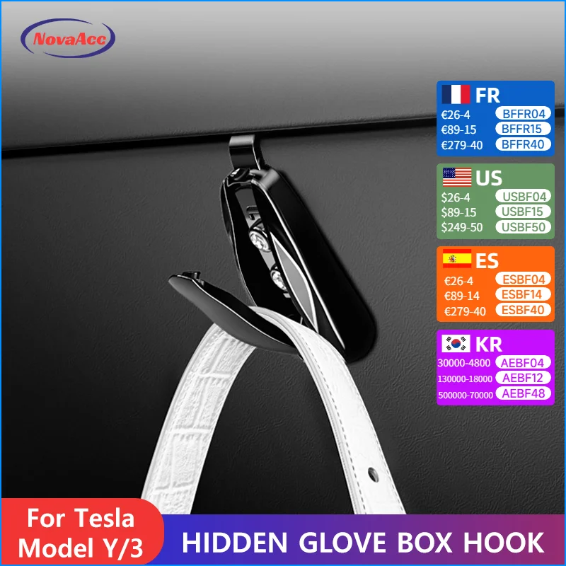 

Hidden Glove Box Hook For Tesla Model Y Juniper 2021-2025 Model 3 Highland 2024 2025 ABS Anti - Slip Convenient Hanging Pothook