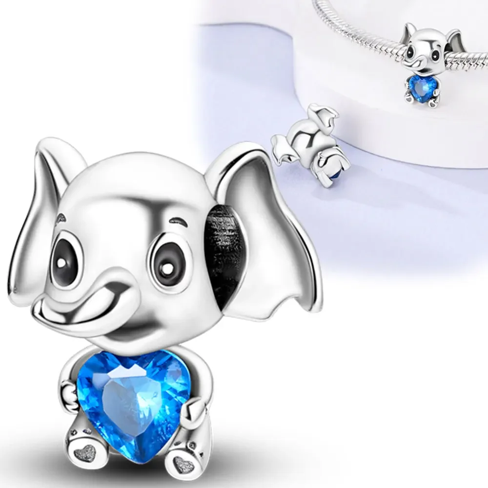 Abalorio de plata de ley 925 para mujer, dije de elefante, oso, pingüino, abeja, Gecko, dinosaurio, compatible con pulsera Pandora Original, regalo de joyería artesanal