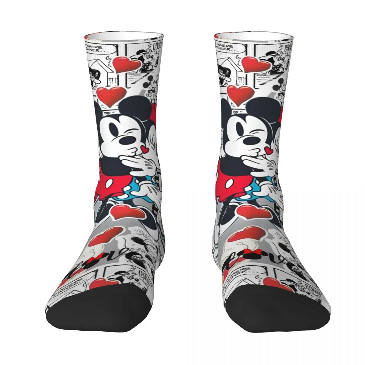 Mickey Mouse Stockings Cute Cartoon Custom Leisure Socks Winter Non Slip Socks Men Outdoor Sports Medium Soft Socks