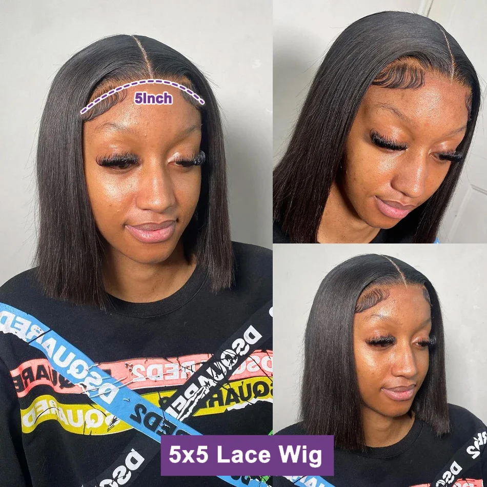 220% Bone Straight Drawstring Glueless Human Hair Wig Brown 5X5 HD Transparent Lace Closure Wig Colored Wear And Go Glueless Wig