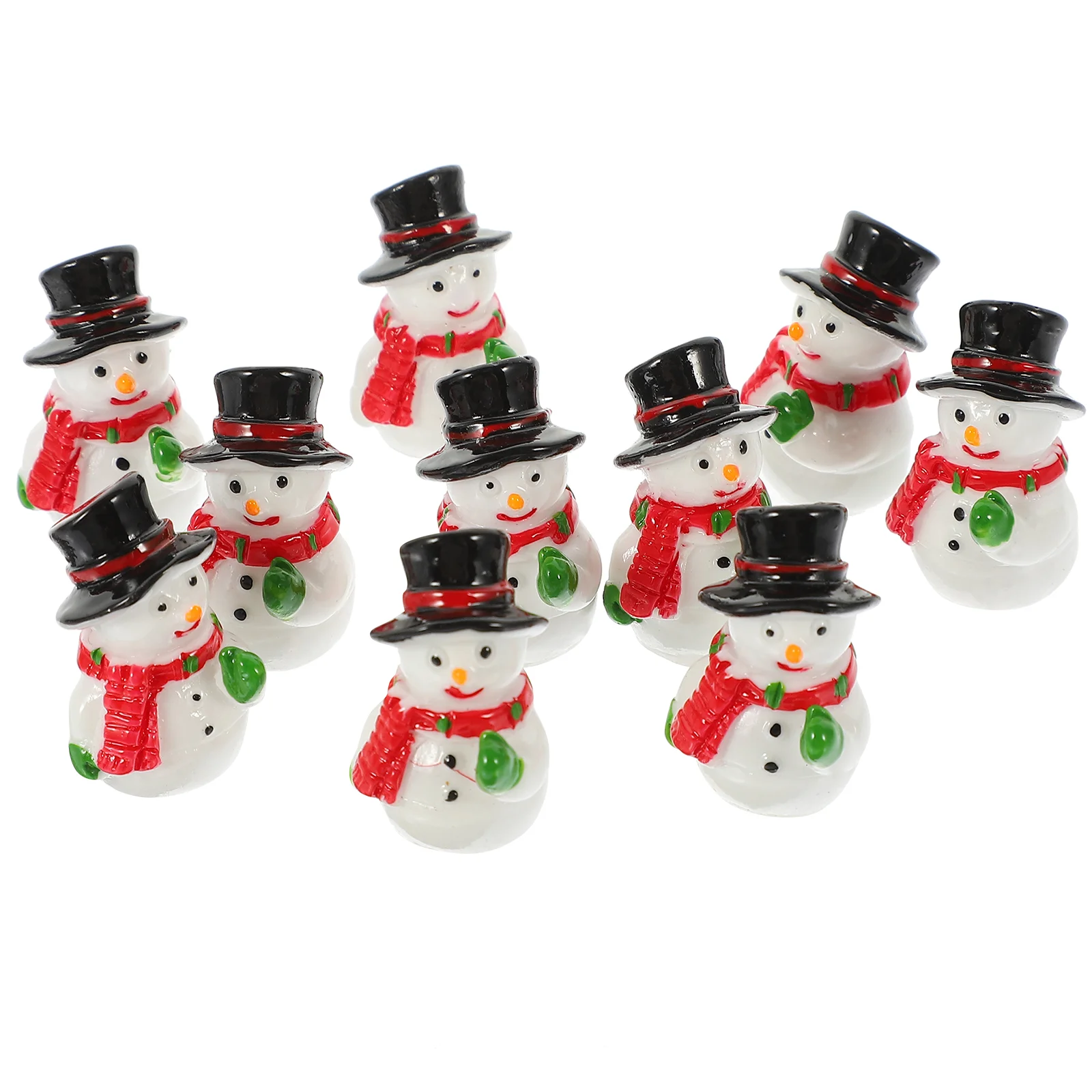 10 Pcs Mini Snowman Ornaments Micro Landscape DIY Accessories Figurines Christmas Miniature Adorable Tiny Fish Tank Resin