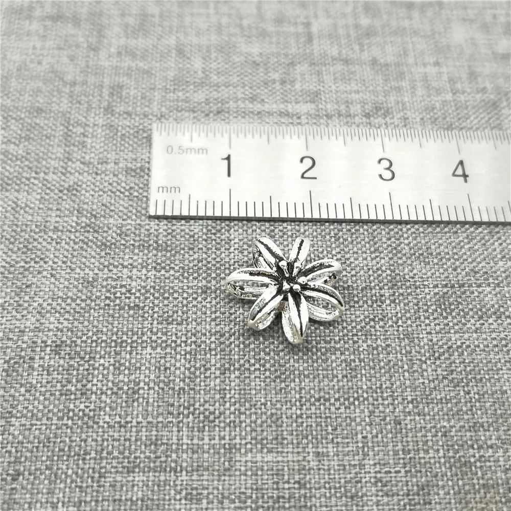 2 Pieces Blossom Flower Connector Charms Double Sided in 925 Sterling Silver for Necklace and Bracelet Making