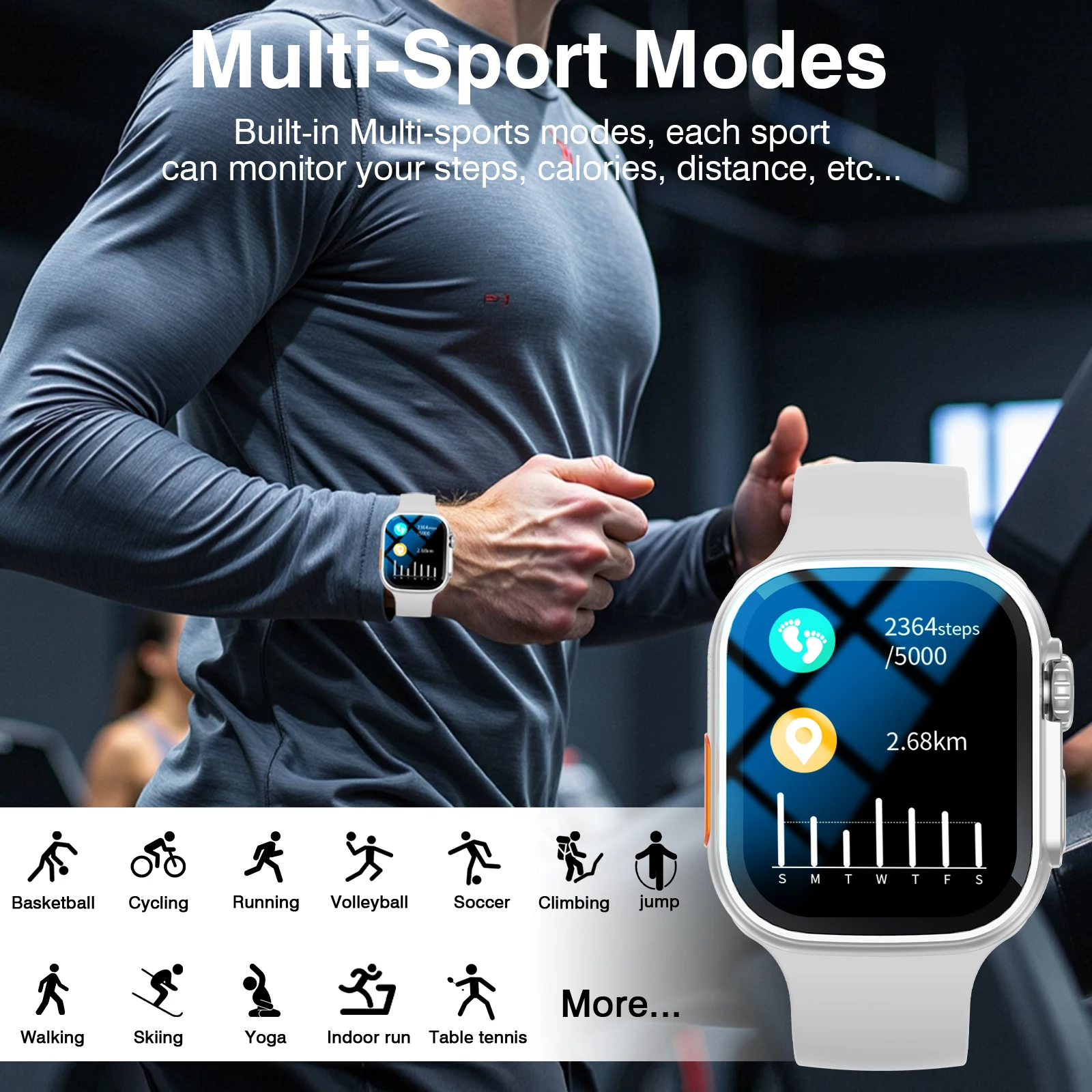 สมาร์ทวอทช์ DIY ปี 2025: โทรไร้สาย, เตือนข้อความ & นับก้าว, หน้าจอทรงเหลี่ยม สายซิลิโคน สำหรับผู้ชายและผู้หญิง