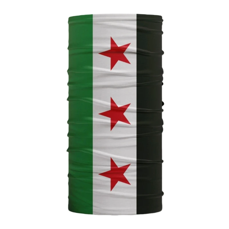 Five-Pointed Printed Syrian Flags Neck Scarf for Formal Event National Flags Neck Gaiter for Holiday Cycling Facecover