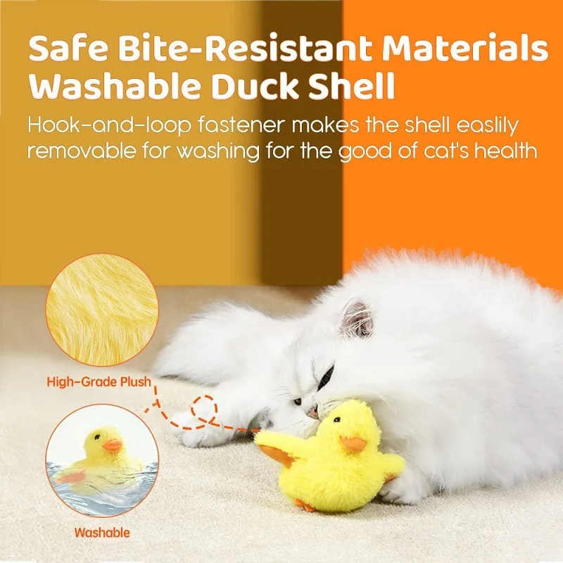 Flapping Duck Cat Toys Interactive Electric Bird Toys Washable Cat Plush Toys with Vibration Sensor Cats Game Toys Kitten