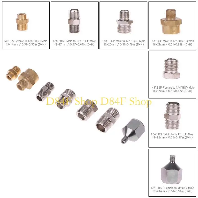 

D84F 7Pcs/Set Adaptor Fitting Connector For Compressor & Hose