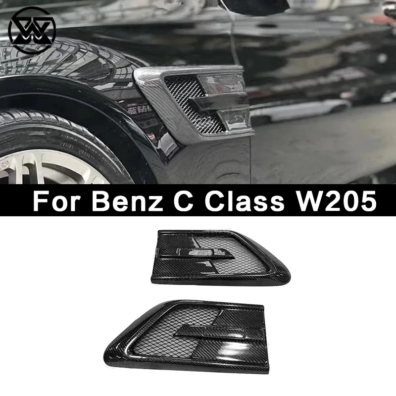 

Real Carbon Fiber Front Bumper Sider Fender Flaps Apron For Mercedes C Class W205 C200 C300 Not fit for AMG Bumper 2015 - 2018