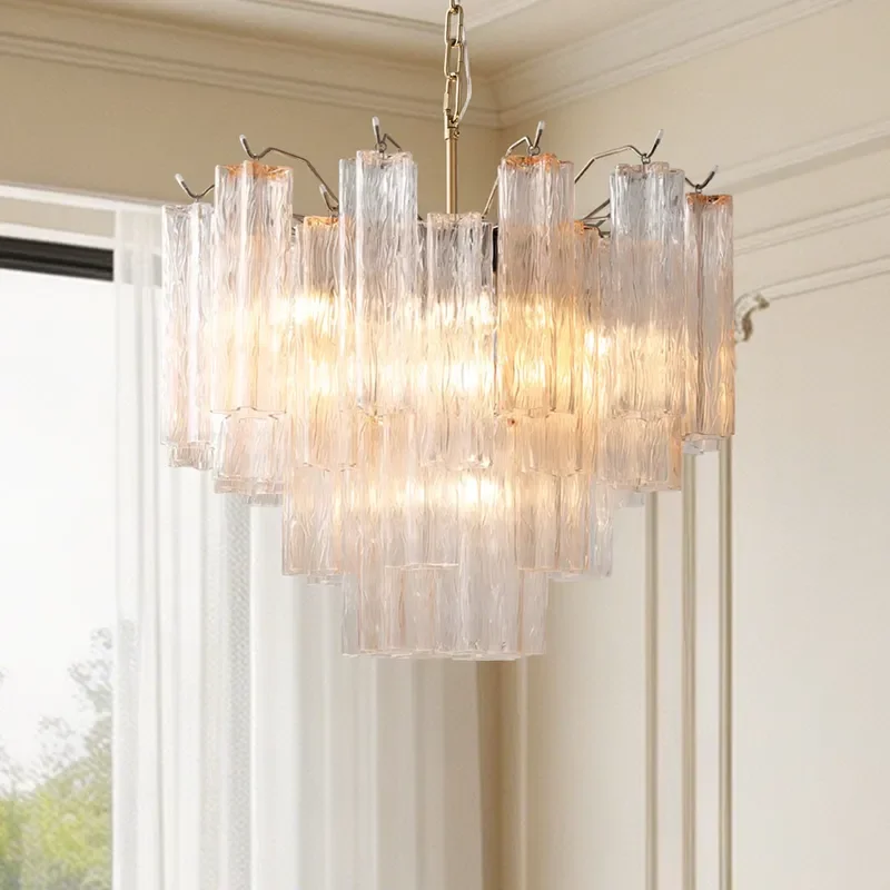 Luxury French Vintage Murano Glass LED Chandelier for Hotel Villa Living Room Modern Fashion Crystal Lighting Fixture