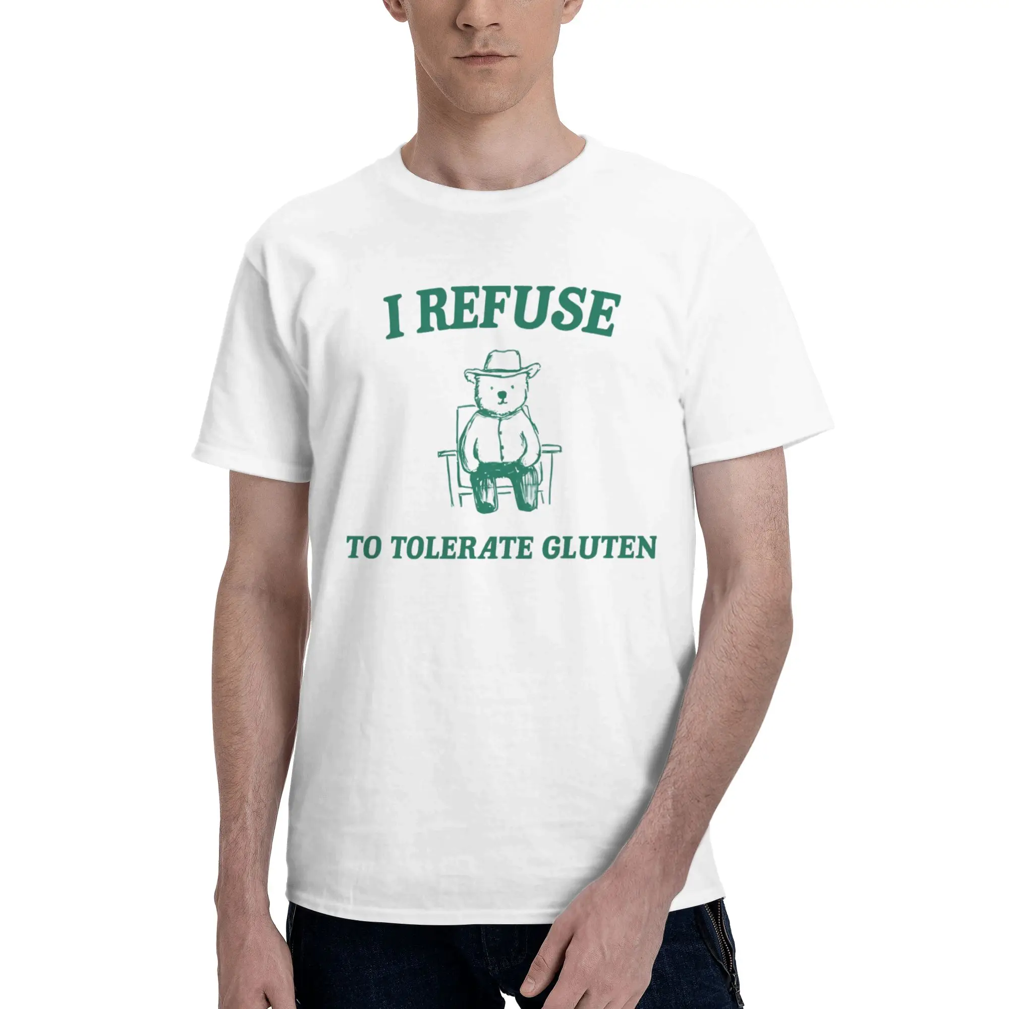 I Refuse to Tolerate Gluten Meme Graphic Printed T Shirts for Men Women  Cotton  Tee Shirt Clothes