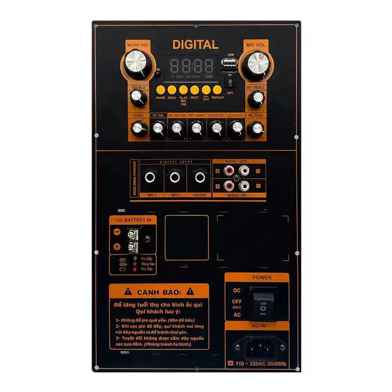 High-power square dance Bluetooth power amplifier board 12V battery supports 4 Europe 8 Europe dual woofer