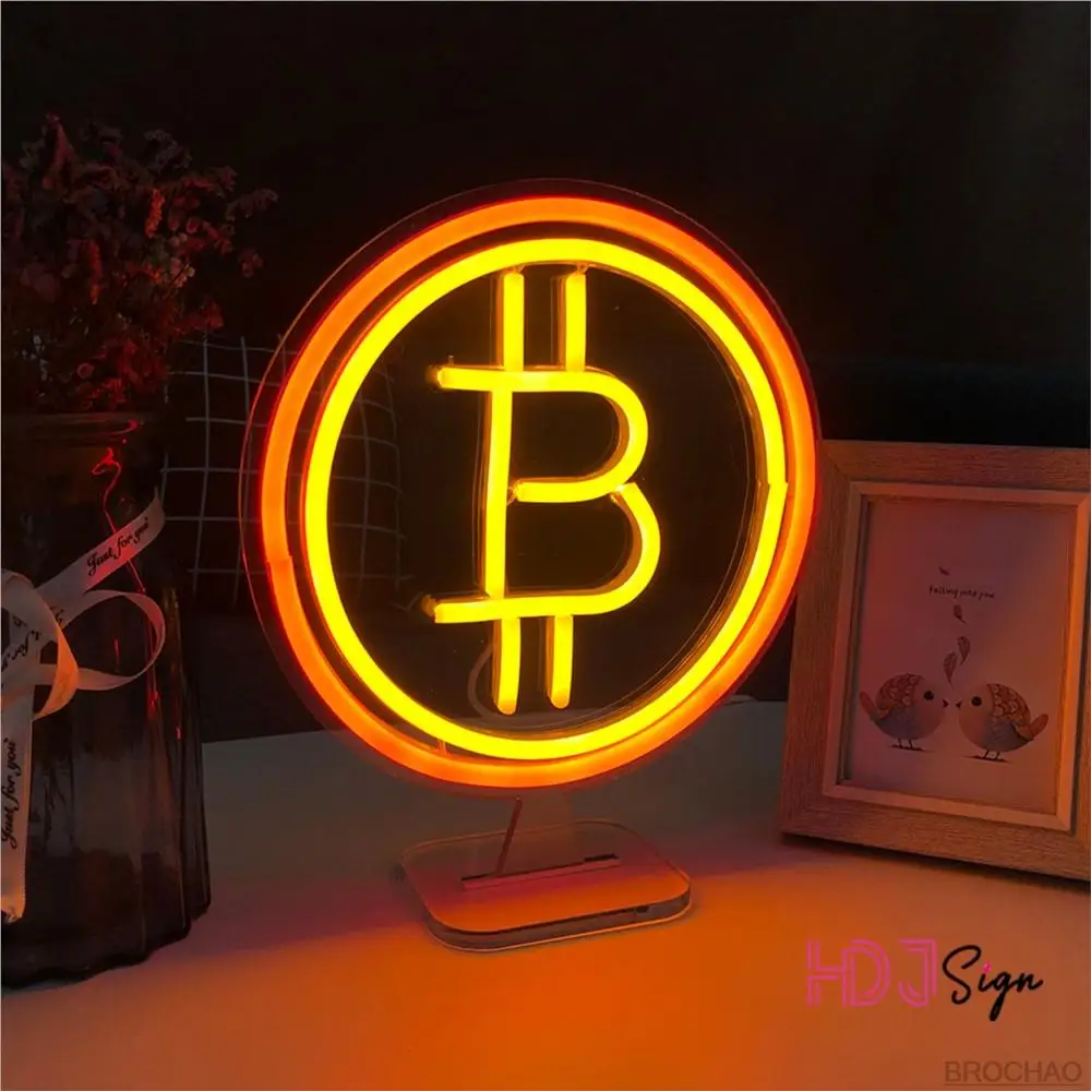 Custom Neon Sign Bitcoin Neon Led Night Lights Wall Lamps for Bedroom Home Bar Cafe Store Game Room Decor Garden Gift