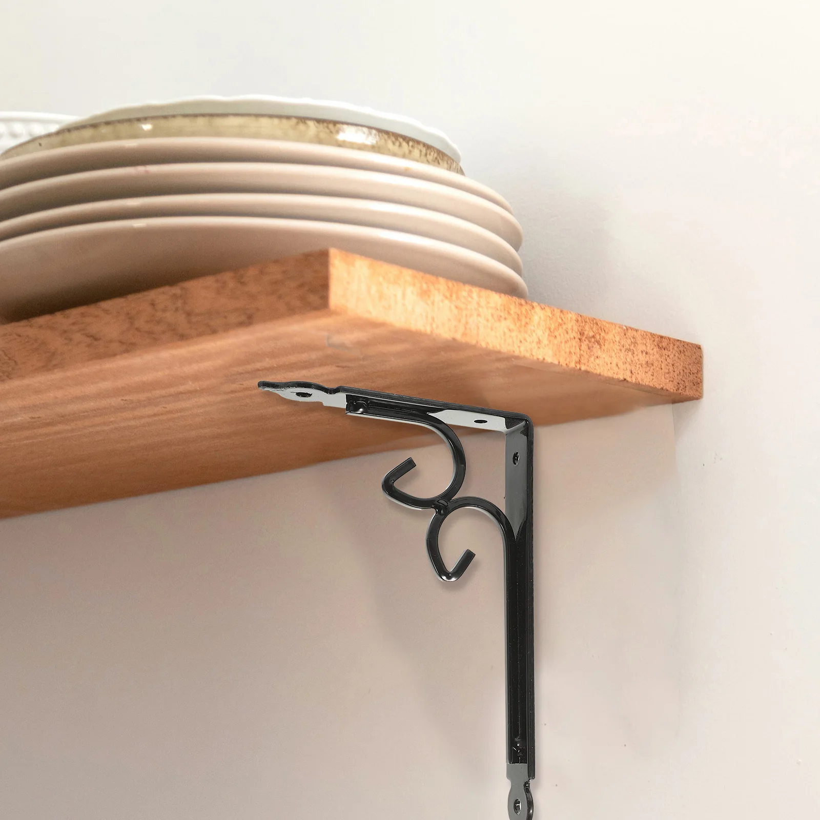 

2Pcs Wall Shelf Brackets Iron Heavy Duty Fixed Shelf Support Multi-Use Angle Brackets for Home Workshop Kitchen Bathroom Balcony