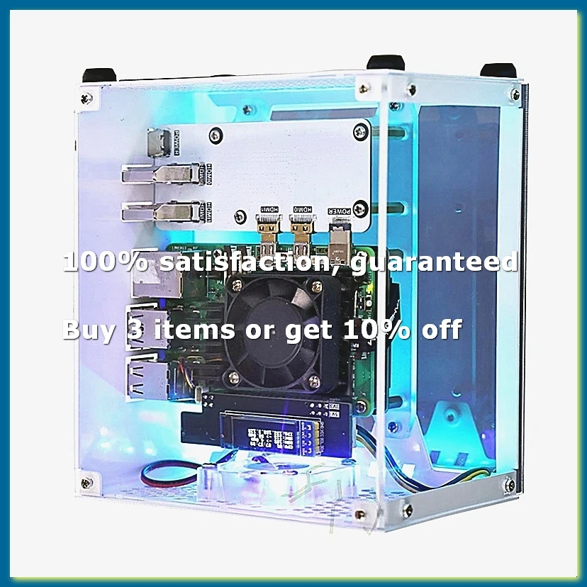 ●For 5 Case, Micro-type Desktop Case with Active Cooler, PWM Fan, RGB Lighting Bar, Mini Tower PC Case