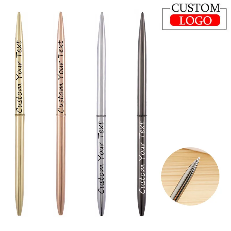 

10 шт., металлическая шариковая ручка с логотипом на заказ, офисная ручка для стойки регистрации отеля, фирменная ручка с именем, рекламные рекламные шариковые ручки