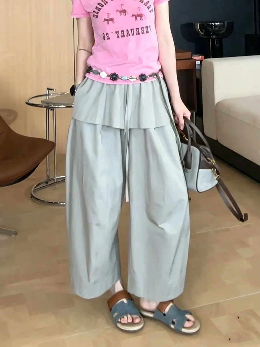 

plus Size Casual Wide Leg Pants Women's High Waist Trousers Spring Summer Fashion Design Simple Style Straight Cut Pants