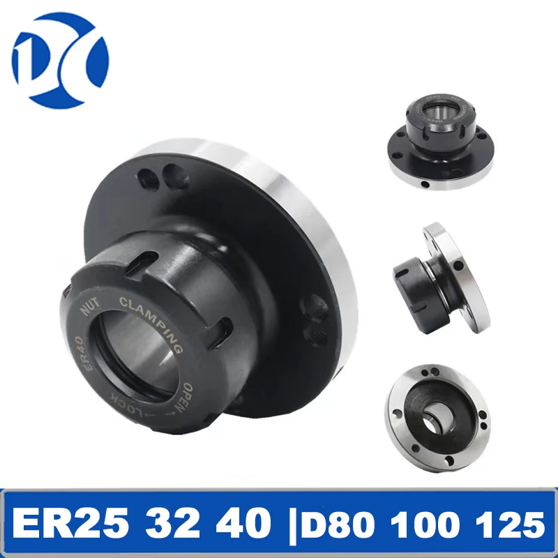 Pinça Fixture Chuck para Fresagem Cnc Torno Ferramenta Flange Quatro Eixos Cartucho Er50 Er40 Er32 Er25 D80 D100 D125