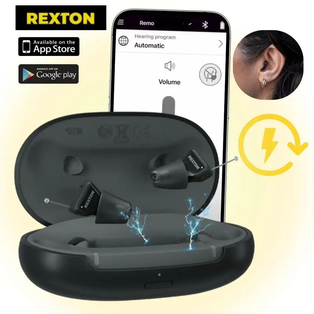 Rexton recargable Invisible alcance inoX-CIC Li 20 audífono volumen controlado por aplicación adecuado para pérdida auditiva suave a moderada