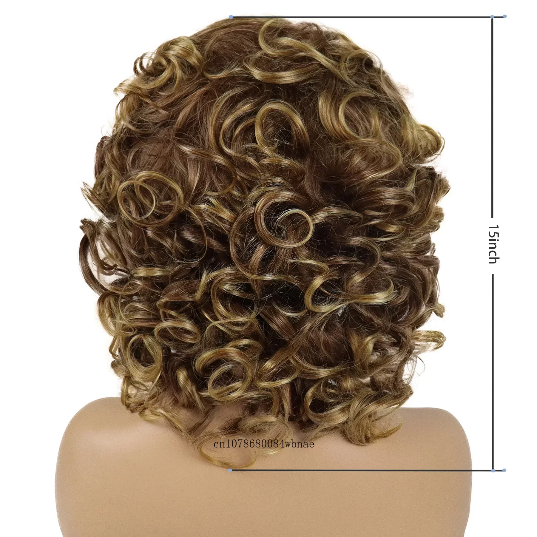 Mix Blonde Synthetic Wigs with Bangs Natural Fluffy Soft Bouncy Curly Wig for Women Ladies Daily Costume Cosplay Party Fake Hair image 6