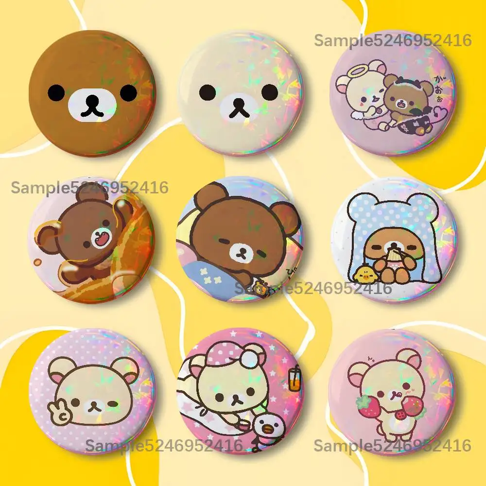 R-RilakkumaS Cute 25/32/44/58/75mm Round Creative Tinplate Figure Icon Badge Handmade Brooches for Backpack Clothes Decoration