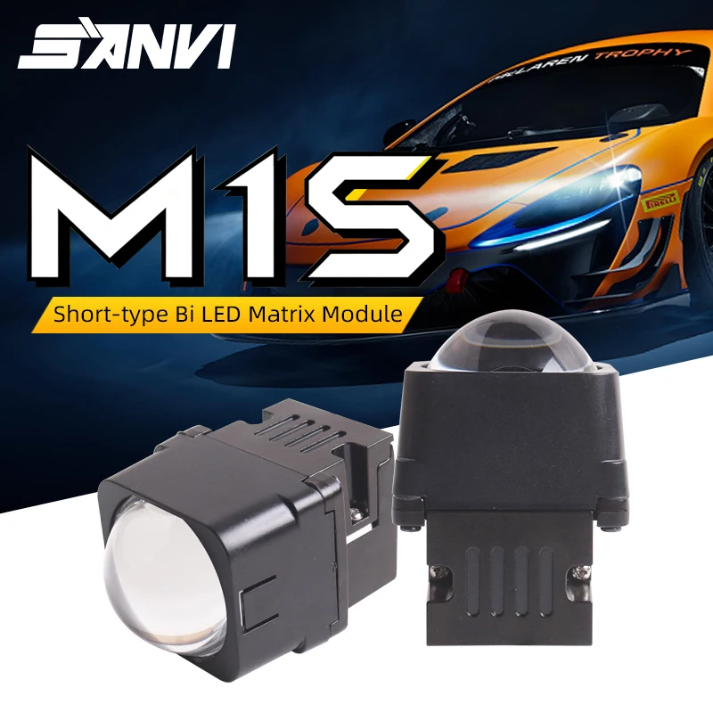 SANVI M1S Bi Led Module 1.5 Inch MINI Bi-led Headlight Projector Kit High Low Beam Headlamp 12V Car Motorcycle Auto Accessories