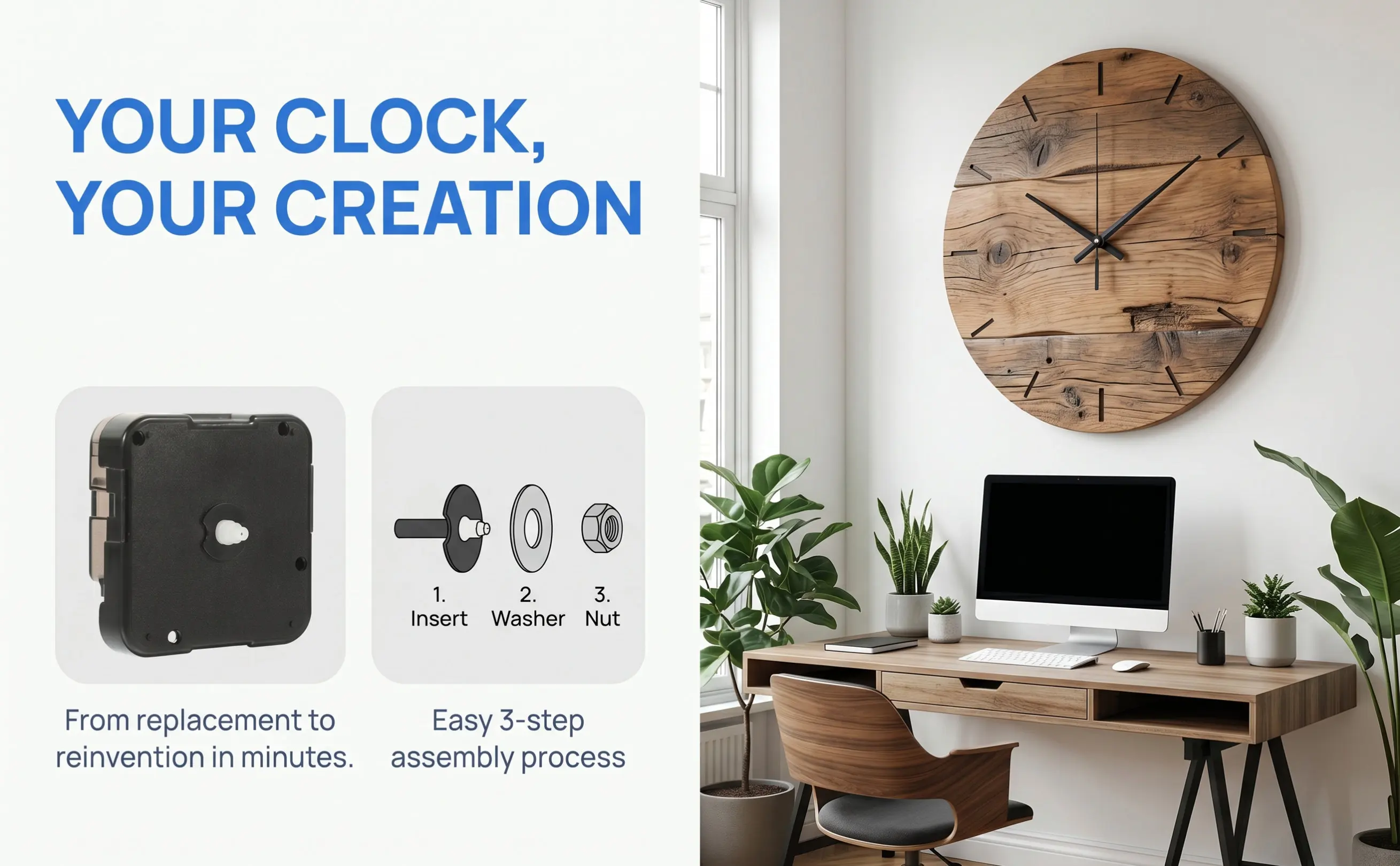 Quartz Clock Movement Replacement Silent Sweep Battery Operated DIY Wall Clock Mechanism Repair Kit Motor