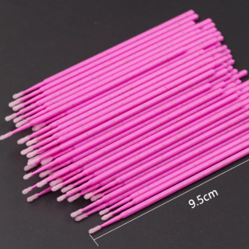 100Pcs Eyelash Cleaning Brush Lash Extension Micro Cotton Swab wheat straw handle Eyelash Microbrush Makeup Clean Remover Tools