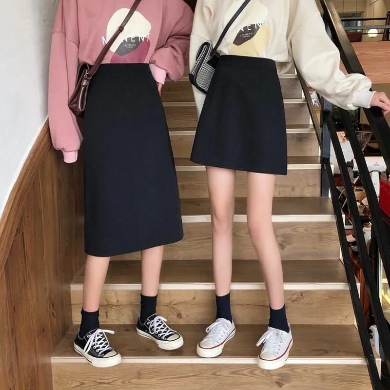 

Юбки для женщин, леди, лето, Harajuku, модная уличная одежда, однотонная одежда с высокой талией для девочек, универсальная трапециевидная одежда Faldas, женская шикарная одежда