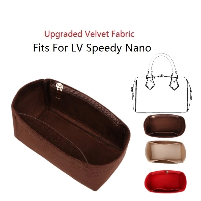 For SPEEDY Nano 20 Velvet Insert Bag Organizer Makeup Handbag Travel Storage Organizer Inner Purse Cosmetic Toiletry bags