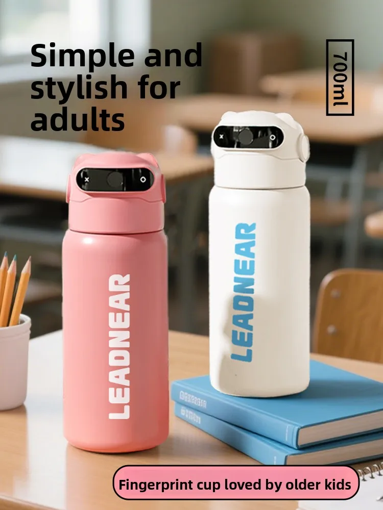 

Large Capacity Fingerprint Smart Password Insulated Cup with Straw for Junior High School Girls Student School Specialty Wate...