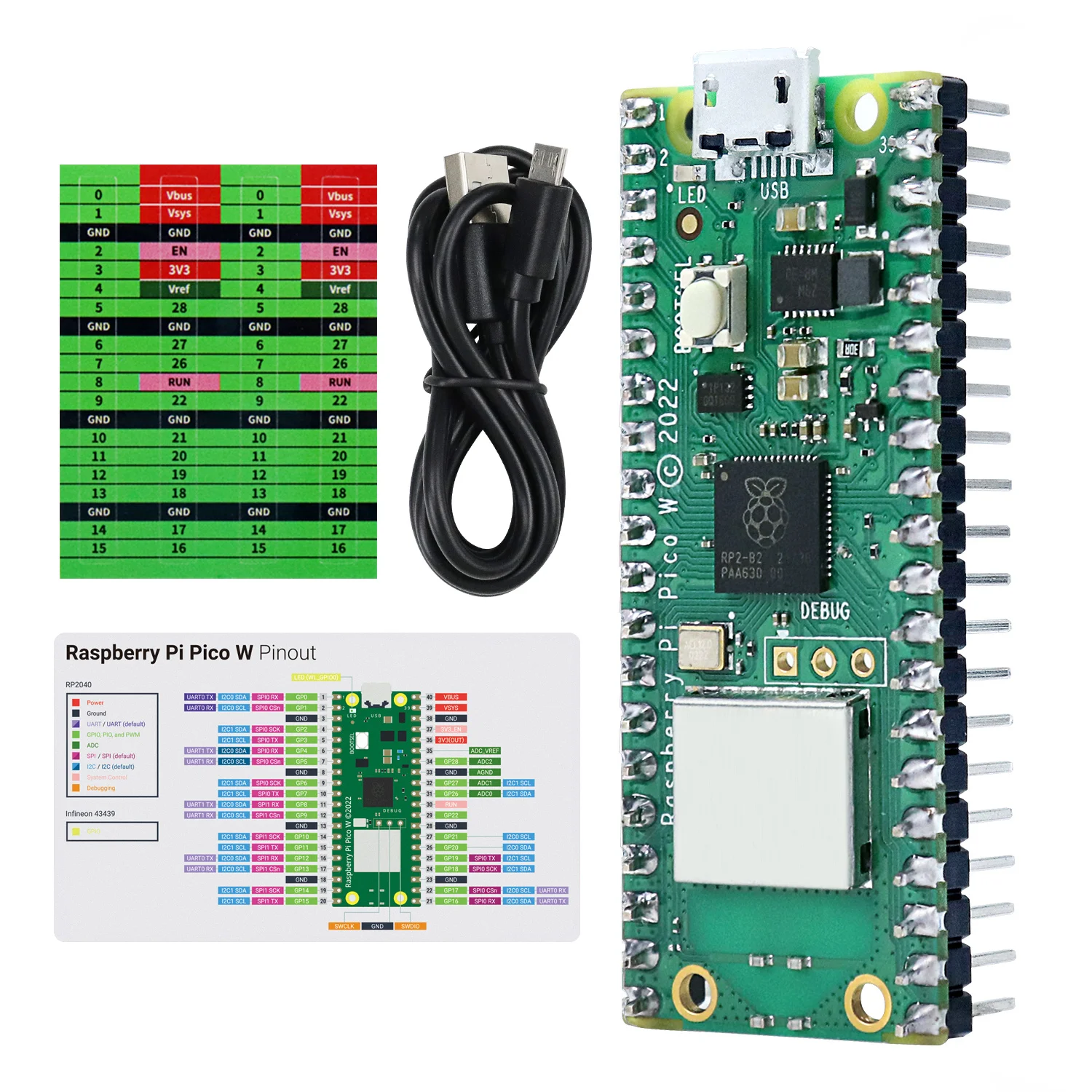 Freenove Raspberry Pi Pico (W), Dual-core Arm Cortex-M0+ Microcontroller, Development Board, Python C Java, Tutorial Projects